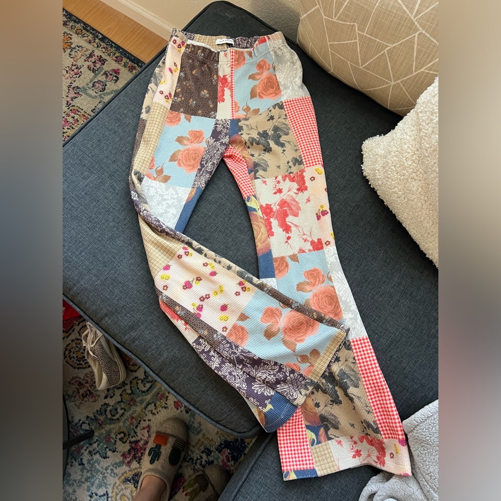 Patchwork quilted stretchy pants